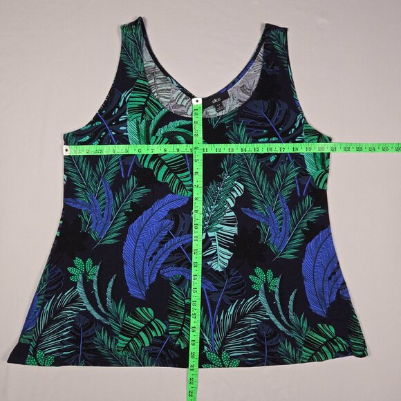 Ellos Tropical Leaf Print Tank Top Womens M Sleeveless Rayon Green Resort Boho - Picture 10 of 10